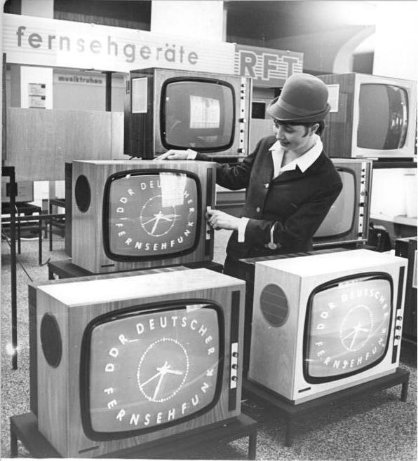 Foto histórica: Televisores à mostra em Leipzig - 1968