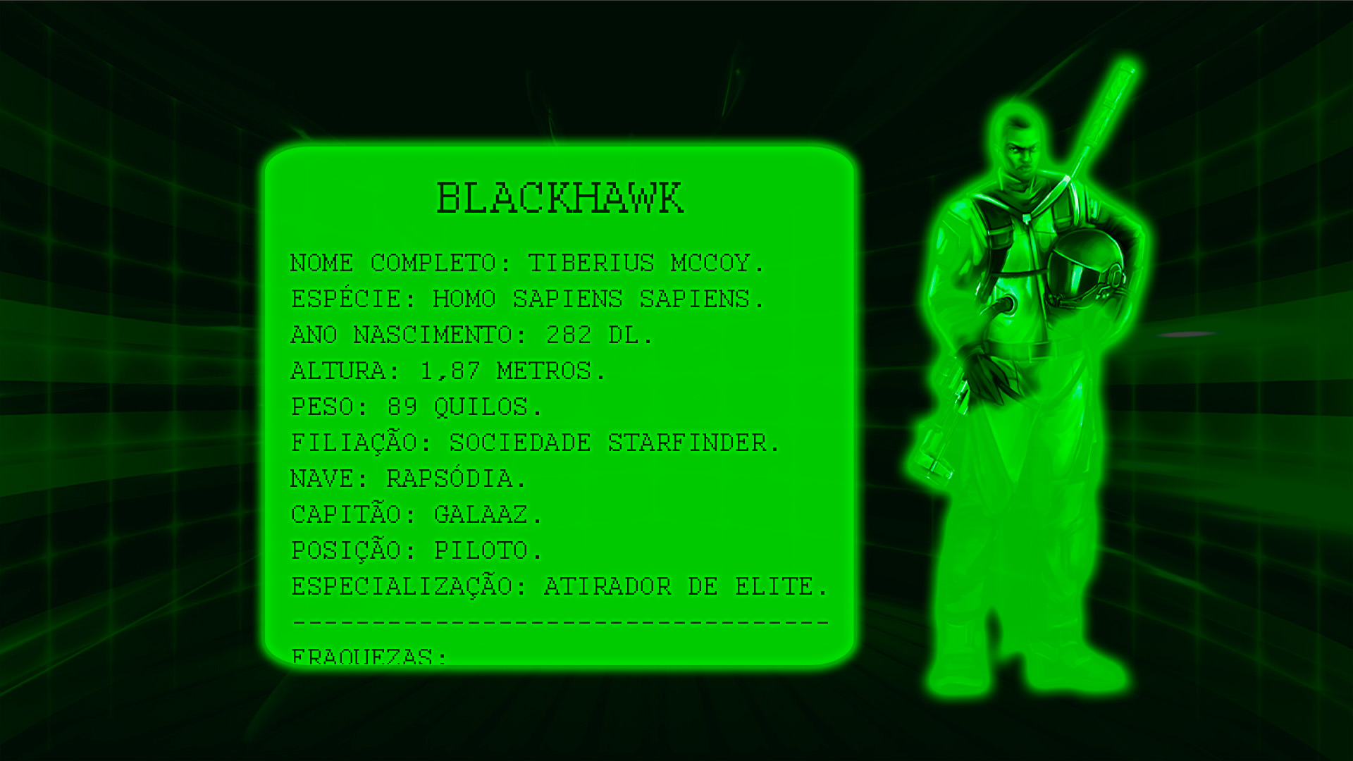Tiberius Blackhawk – Abdução – Starfinder RPG – NPCS