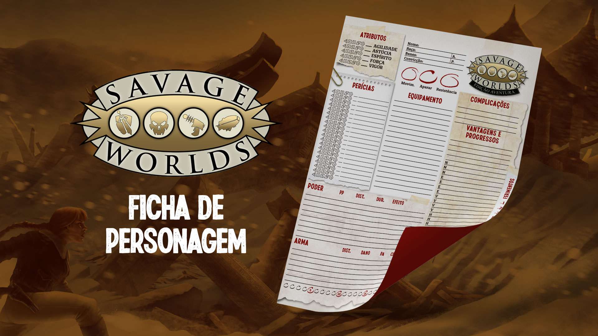Ficha Savage Worlds Edição Aventura Editável em Português