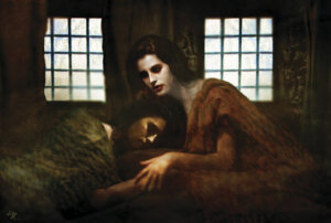 Uma vampira e uma mortal abraçadas