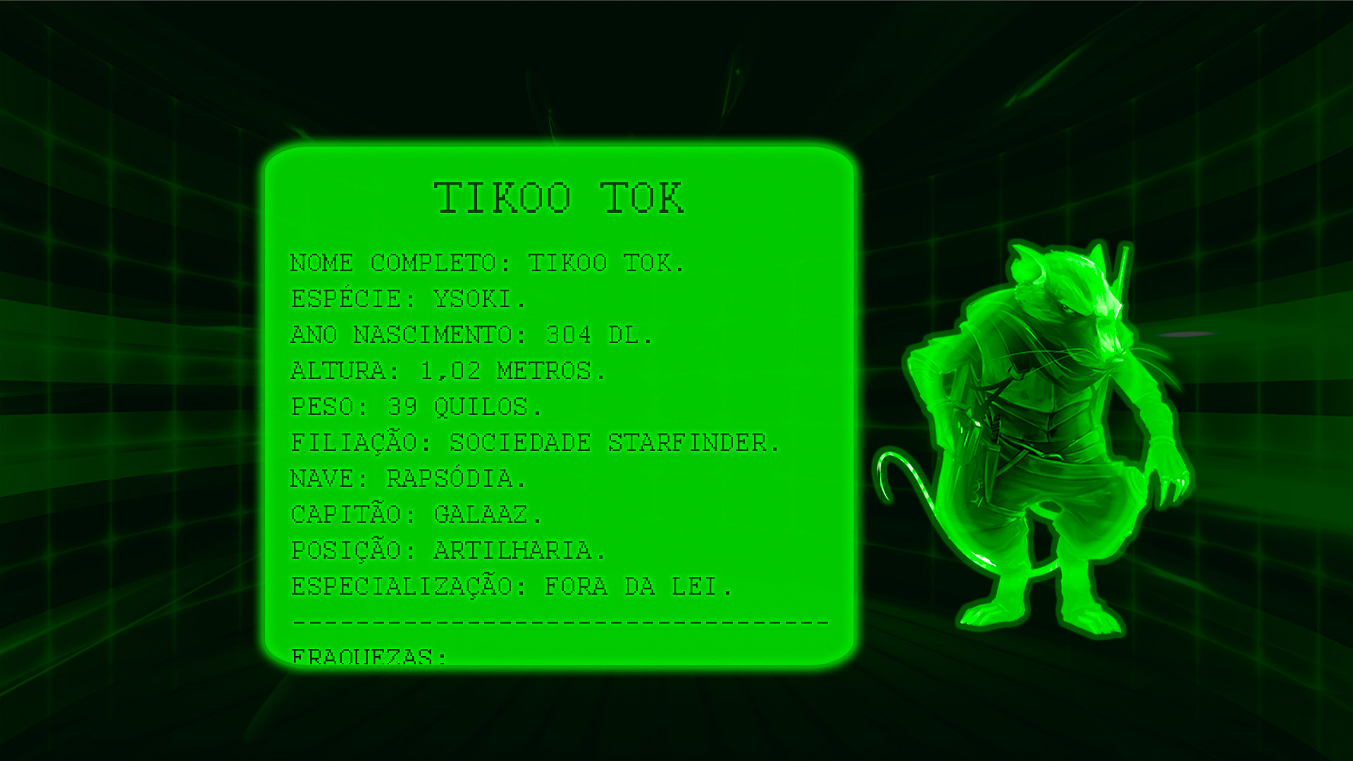 Tikoo Tok – Abdução – Starfinder RPG – NPCS