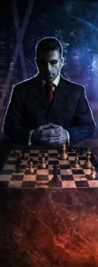 Um ancião diante de um tabuleiro de xadrez