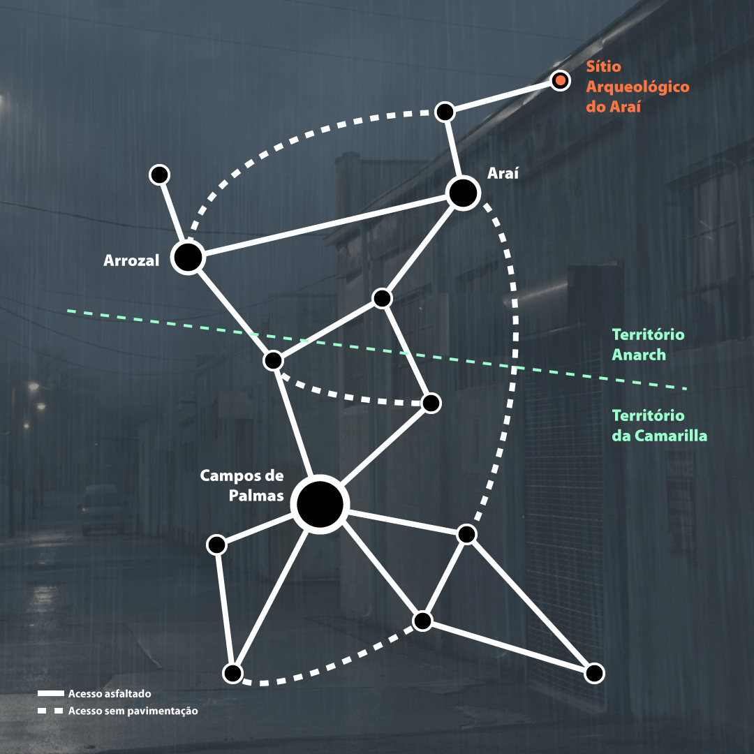 Mapa de pontos detalhando a região