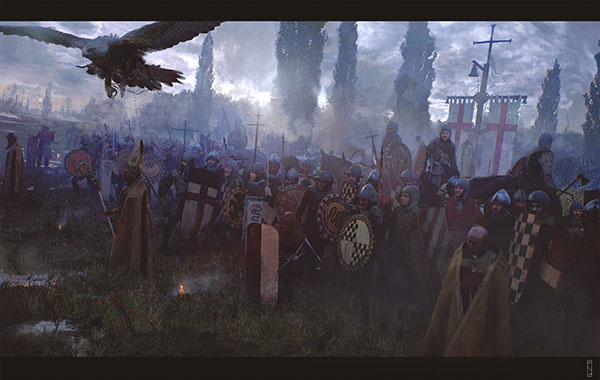 Um grupo de guerreiros preparados para a batalha.