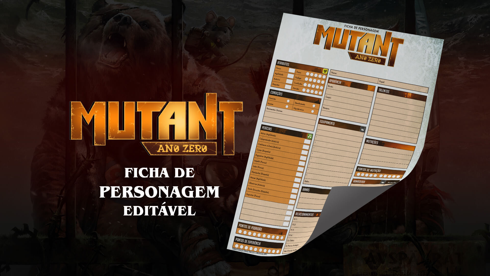 Capa Ficha Mutant Ano Zero Editável